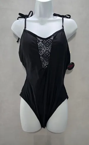 No Boundaries Black Lace One Piece Swimsuit Whimsygoth 90s Vacation Beach Goth Dark Large thumbnail 1