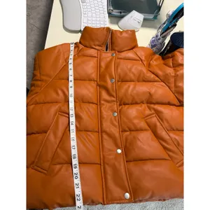NA-KD Cognac Brown Orange Faux Leather PU Padded Jacket Bomber Puffer Coat 36/S thumbnail 7