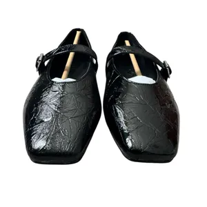 NWB Katy Perry The Evie Mary Jane Ballet Flat Womens Size 8 M Crinkle Black thumbnail 3