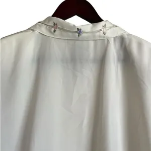VTG Bryn‎ Connelly Women Blouse 12 Ivory Sheer Embroidered Peter Pan Collar thumbnail 4
