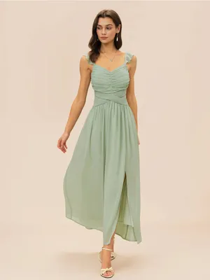 Rihoas Sage Green Ruffle Strap Maxi Dress thumbnail 4