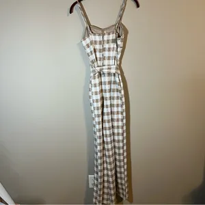 Anthropologie En Saison Brown Plaid Gingham Jumpsuit XS thumbnail 7