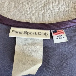 Vintage Paris Sport Club Satin Shirt Womens L Large Fits Small Medium Purple 90s thumbnail 3