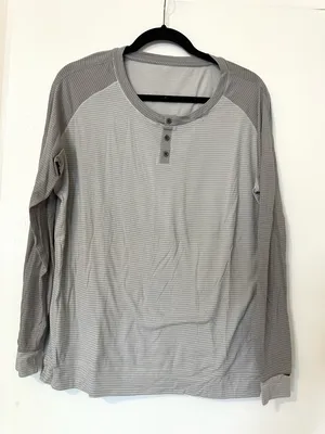 Lululemon Runamuck Long Sleeve Striped Henley Top Women’s Gray 12 thumbnail 7