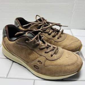 ECCO Sneakers Womens 39 Brown Good Nubuck Leather Lace Up Walking Shoes thumbnail 2