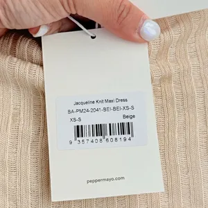 Peppermayo NWT‎ Jacqueline Knit Maxi Dress Beige XS-S Casual Neutral Bodycon thumbnail 6