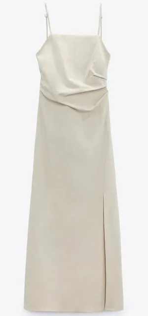 Zara Beige Tie Back Dress thumbnail 1