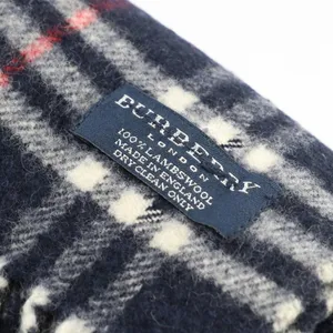 Vintage Burberry House Check Blue, Red & White Lambswool Plaid Scarf thumbnail 6