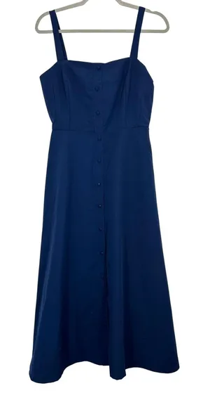 Julia Jordan Size‎ 4 Navy Blue Midi Dress Square Neck Sleeveless Feminine Fall thumbnail 1