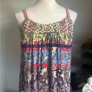 Anthropologie‎ One SeptemberMaxi Dress paisley brown blue s boho cottage small thumbnail 2