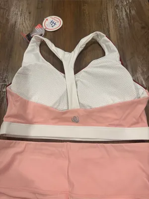Two-Piece Active Set - Dusty Rose Bike Shorts & Burgundy Sports Bra thumbnail 7