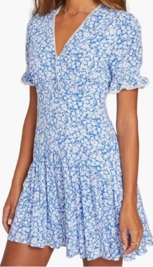 Lost + Wander Women's Size Large Villa by the Sea Floral Picot Trim Peasant Mini thumbnail 1