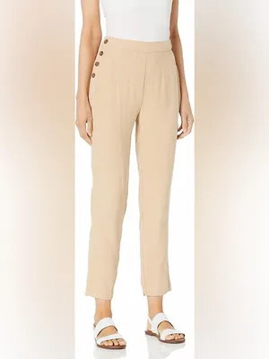 BCBGeneration BCBG Drapey High Waist Trousers in Sand NWT Small thumbnail 3