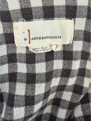 Anthropologie black and white gingham button front shirt thumbnail 2