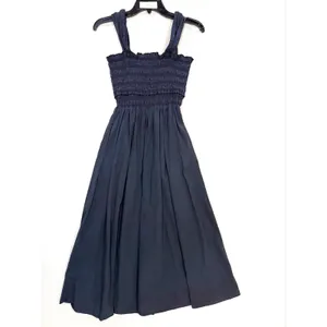 Club Monaco Cotton Smocked Midi Dress black thumbnail 3