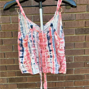 Sadie & Sage Coral Navy Tie Dye Tank Top Cami Flowy V-Neck Womens Size Medium thumbnail 6