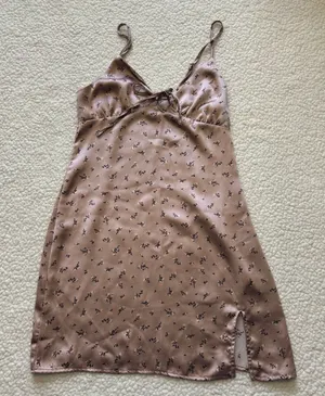 Garage Satin Floral Tie Front Mini Slip Dress S coquette Romantic grunge 90’s thumbnail 1
