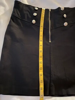 Black High-Waist Pencil Skirt with Decorative Buttons thumbnail 7