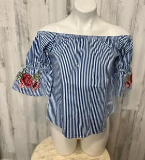 Stripped blouse Blue thumbnail 1