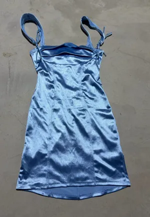 Lucy in the sky Satin Light Blue mini Dress XS thumbnail 1
