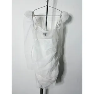 The Bar Twist Front Mesh Mini Dress White Rhinestone Straps Cutout 2 thumbnail 6