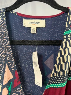 NWT Anthropologie Porridge Multi Color Abstract Patch Work Wrap Maxi Dress XS‎ thumbnail 4