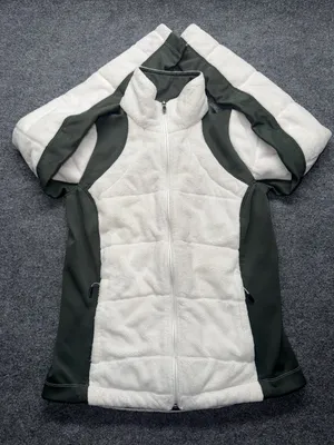 Columbia Off-White and Olive Green Omni-Heat Women's Puffer Fleece Jacket thumbnail 2