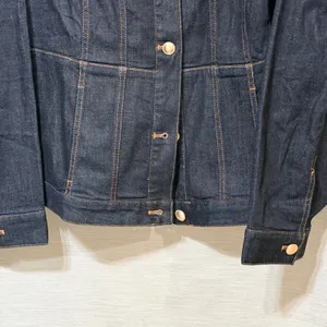 J. Jill Denim Jacket Womens XL Indigo Blue Collarless Gold Button Stretch XL thumbnail 6