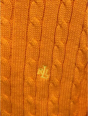 NWT Vtg Lauren Ralph Lauren Ladies Orange Crewneck Cable Knit Sweater Size Med thumbnail 4