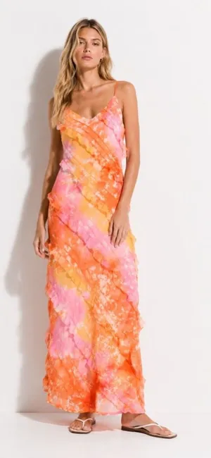 Princess Polly Lars Maxi Dress Orange Multi Tie Dye Ruffle Slip Dress Resort 6 thumbnail 1