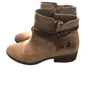 Lauren Ralph Lauren Mehira Leather Suede Booties Sz. 7.5 Tan Brown Equestrian thumbnail 2