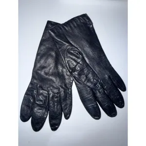 FOWNES Long Vtg Black‎ Leather Soft Gloves Womens Sz 7.5 G thumbnail 3
