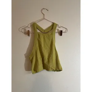 INTIMATELY FREE PEOPLE Catch Up Green/ Yellow Ribbed Crop‎ Top Women’s Size L thumbnail 3