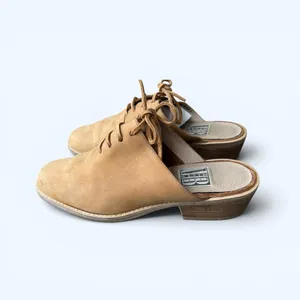 Vintage 90s Mixed Blues Charlene Tan Leather Lace-Up Mule Clogs Women’s Size 7.5 thumbnail 2