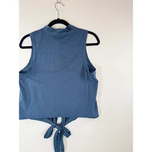 Lululemon Women Top Blue Time to Restore Mock Neck Tank Front Tie Stretch Size 8 thumbnail 9
