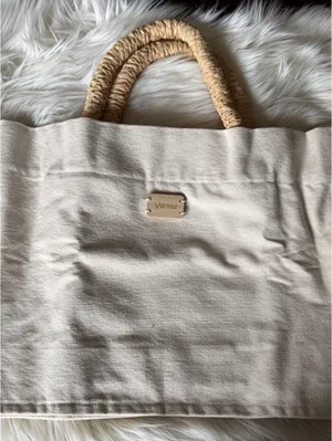 Ventuu Beige Canvas Tote Bag with Wrapped Handles thumbnail 2