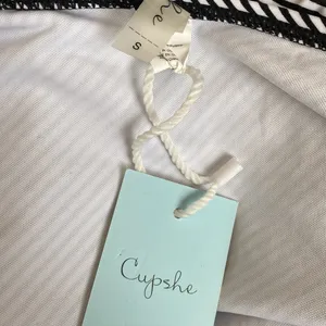 Cupshe striped black white high waist swim bottom small NWT thumbnail 6