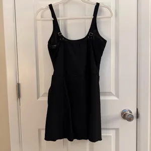 SheIn Black Scoop Neck One Piece Swimsuit with Skirt Medium thumbnail 3