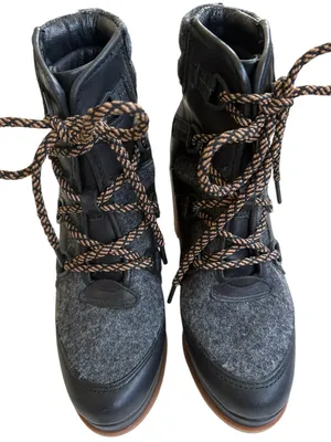 Like New Sorel Blake Lace-Up Heeled Boots Black Grey Size 6.5 thumbnail 6