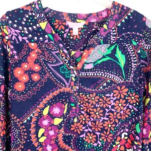 Lilly Pulitzer Garden Menagerie Providence Blouse Purple Red Floral Size Small thumbnail 5