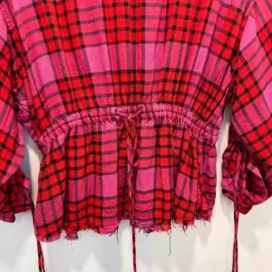 Free People pacific dawn red plaid button down shirt s thumbnail 9