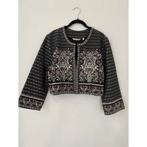 Soft Surroundings Black Embroidered Mandala Bolero Manda Cropped Jacket Sz L thumbnail 4
