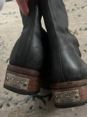 Ugg Brock 5517 Black Lace Up Leather Boots lined size 8 thumbnail 6