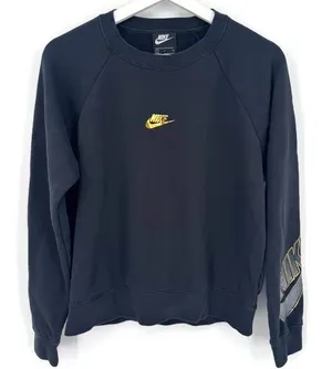 Nike Black Fleece Crewneck‎ Sweatshirt Gold Logo Small thumbnail 1