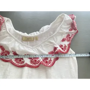 Anthropologie Moulinette Soeurs White/Red Julieta Ruffled Top Size S Boho Chic thumbnail 8