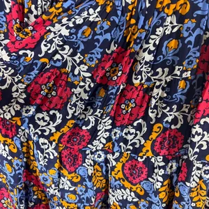 Maeve Anthropologie Floral Paisley Tiered Mini Skirt Navy Pink Orange‎ Large thumbnail 9