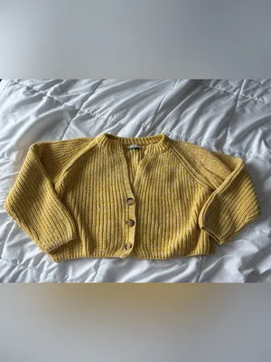 Sadie & Sage Yellow Chunky Knit Button Cardigan Sweater | Small | Cottagecore thumbnail 2