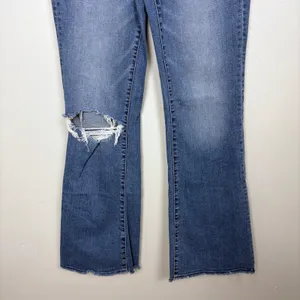 American Eagle Stretch Super Hi-Rise Flare Medium Wash Distressed Casual Size 8 thumbnail 5