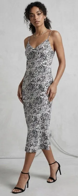 AG Adriano Goldschmied Cupro Midi Slip Dress V-Neck‎ Size Small thumbnail 1