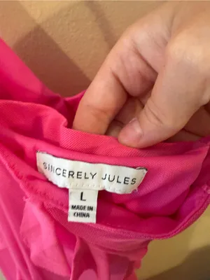 Sincerly Jules Hot Pink Ruffle Slip Gown thumbnail 3